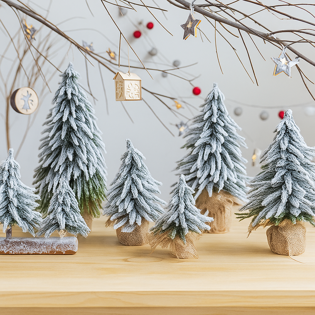 Weißer Weihnachtsbaum Mini Dekoration Tisch Schneeflocken