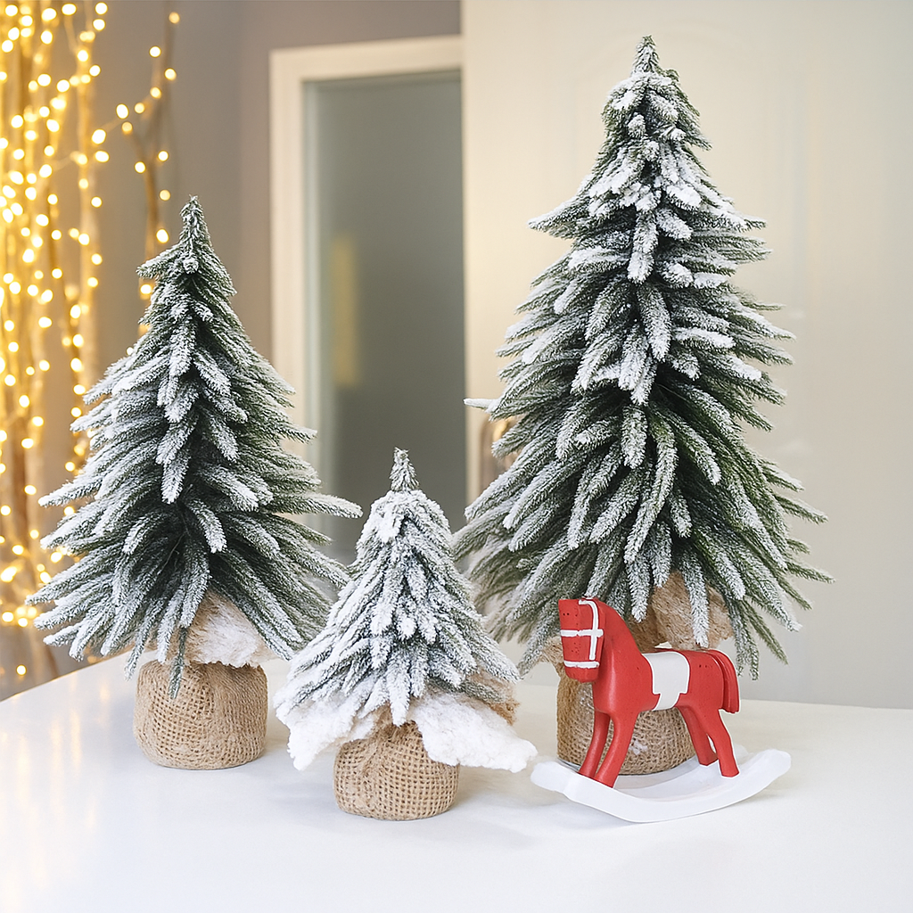 Weißer Weihnachtsbaum Mini Dekoration Tisch Schneeflocken