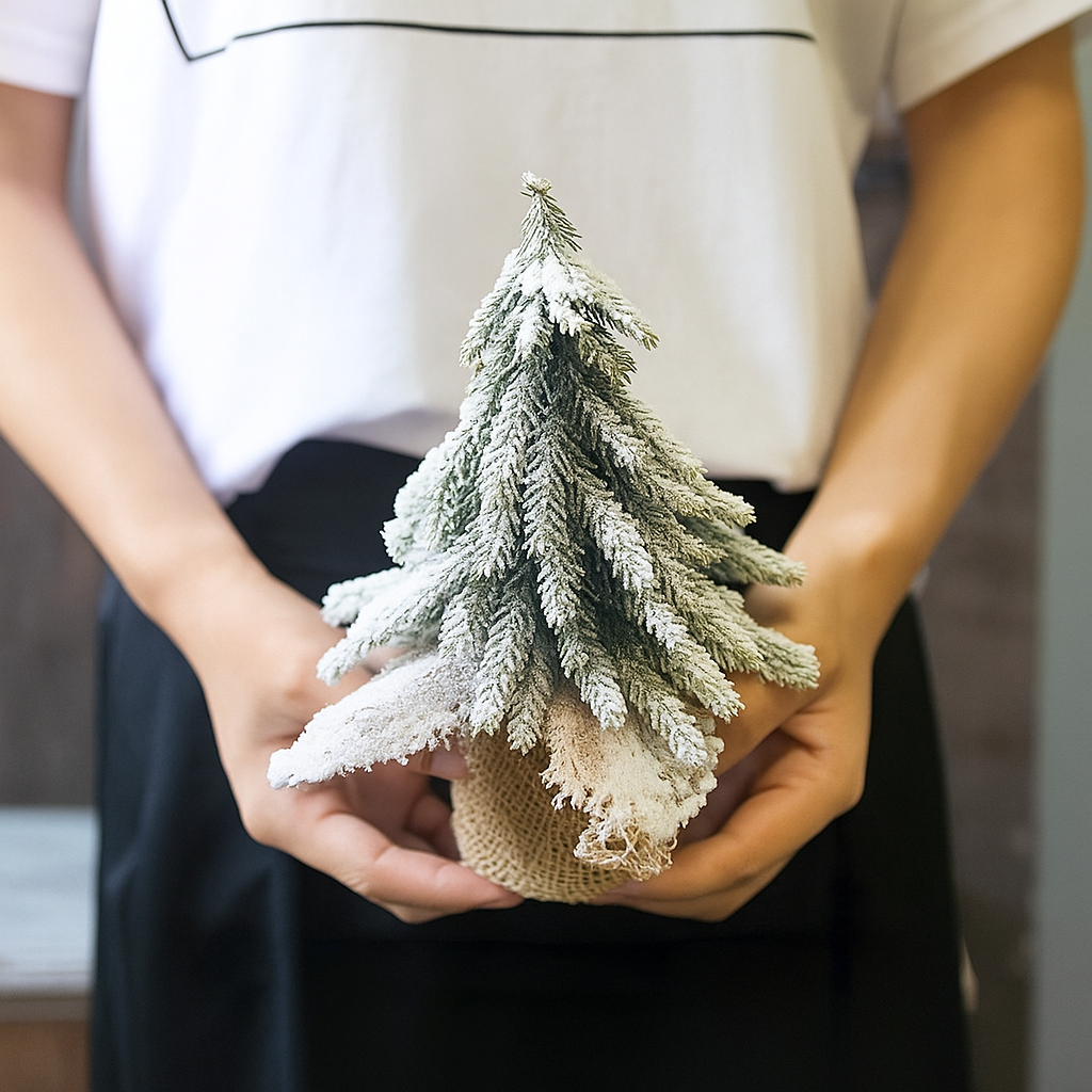 Weißer Weihnachtsbaum Mini Dekoration Tisch Schneeflocken