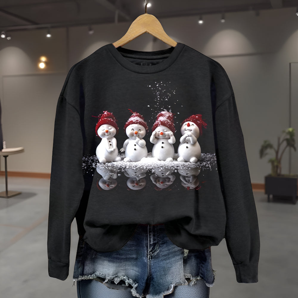 Weihnachten Pullover Damen mit Schneemann Motiv Casual Sweatshirt