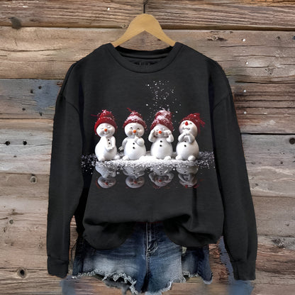 Weihnachten Pullover Damen mit Schneemann Motiv Casual Sweatshirt