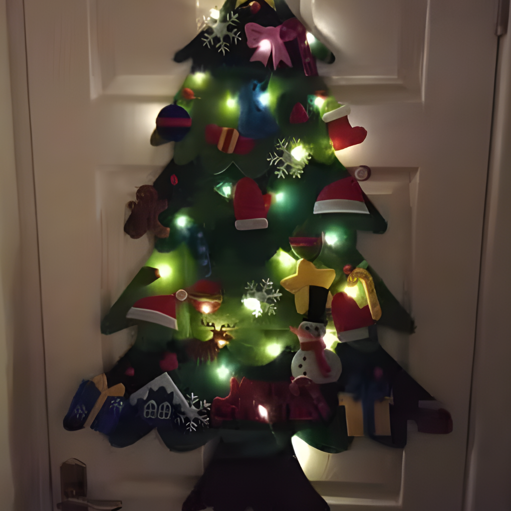 Christmas Felt Tree Children Learning Game Ornament Set LED