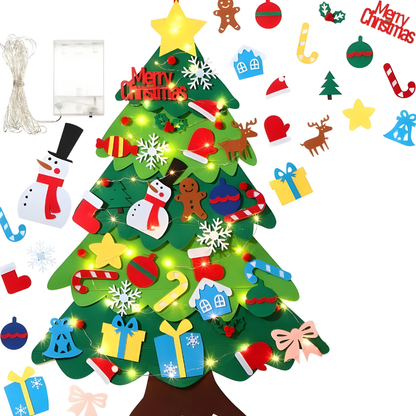 Christmas Felt Tree Children Learning Game Ornament Set LED