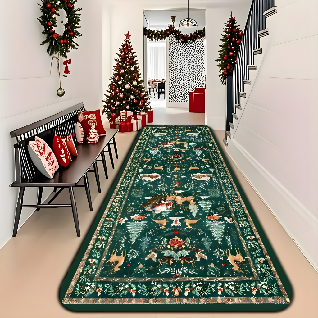 Weihnachtlicher Teppich Läufer Design Rutschfest Wohnkultur