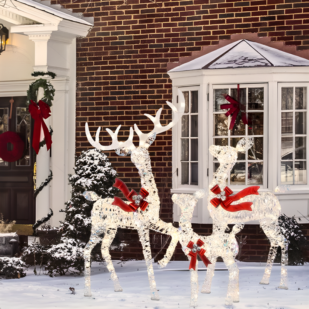 Christmas Reindeer Family Decoration Luminous Outdoor Rattan Design