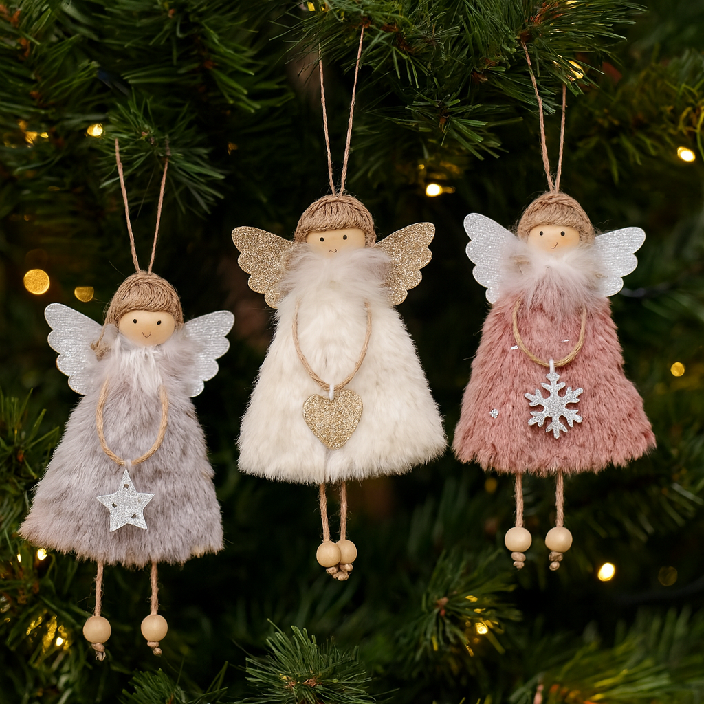 Christmas Ornament Fabric Angel Decoration Hanging Figure Set