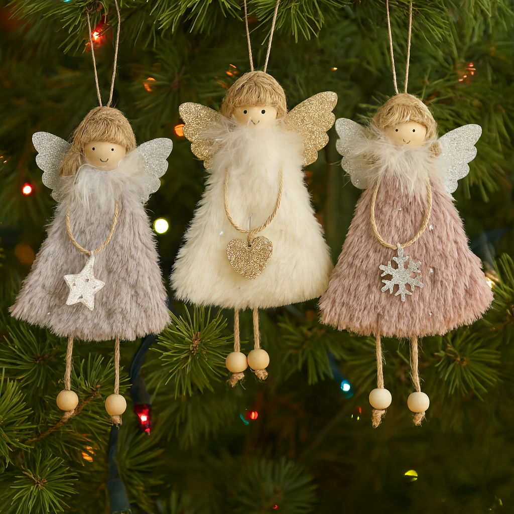Christmas Ornament Fabric Angel Decoration Hanging Figure Set