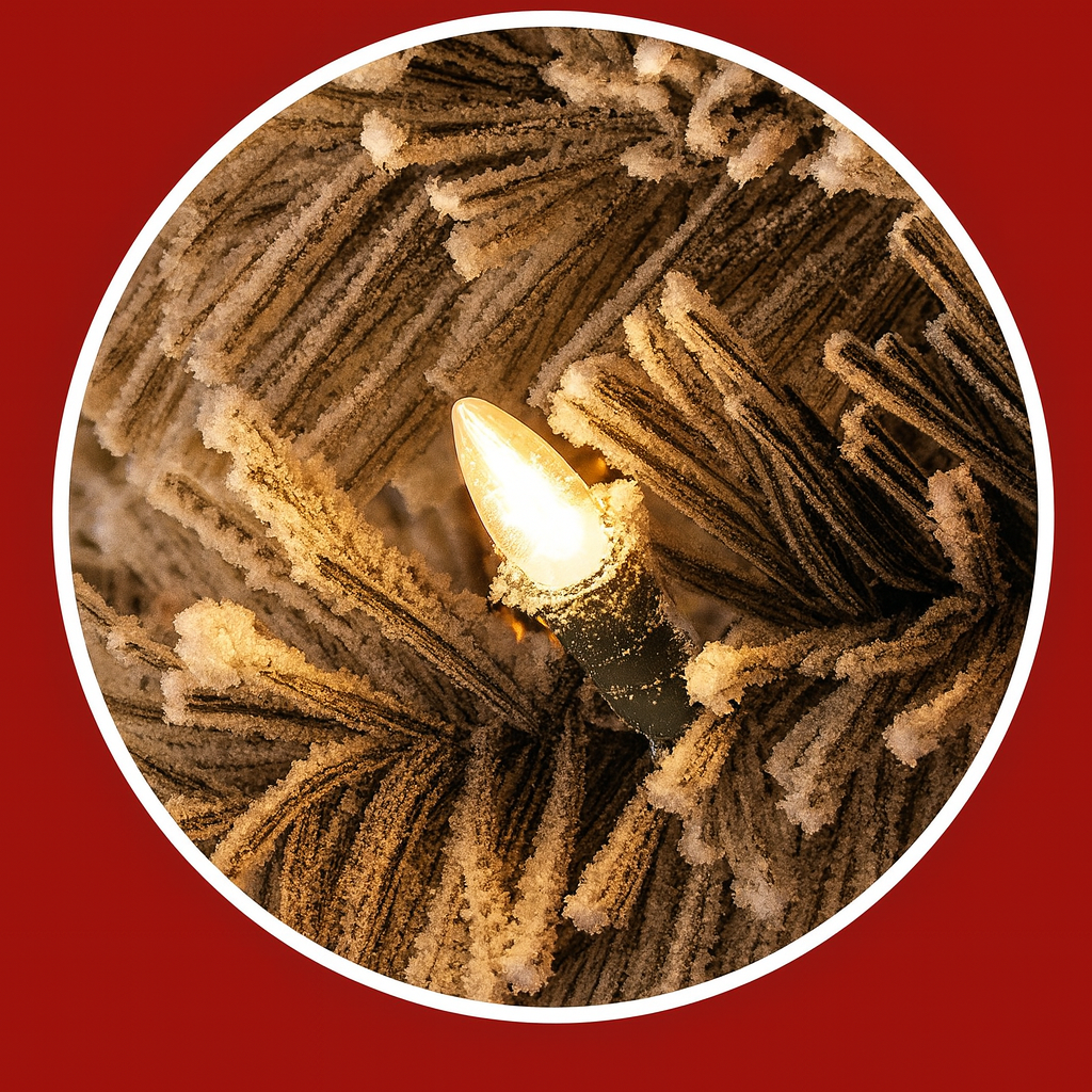 Christmas Tree Snow Flocked Artificial Pine Lighted Decor