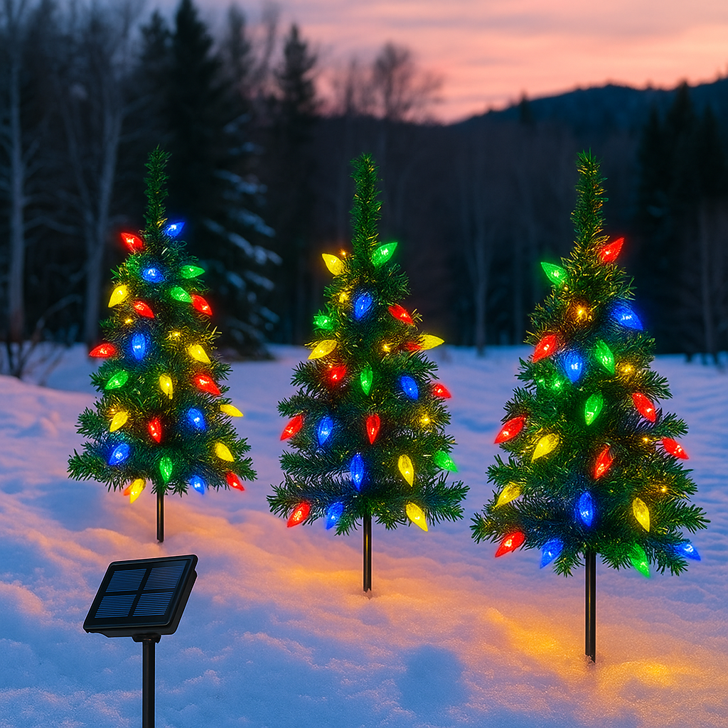 Weihnachtsbaum Solar LED Gartenbeleuchtung Außen Deko Set