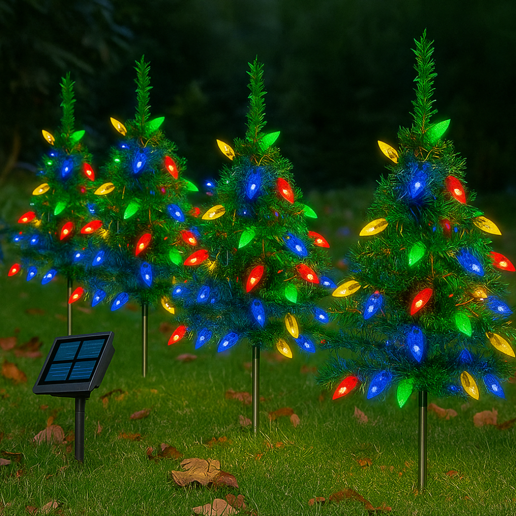 Weihnachtsbaum Solar LED Gartenbeleuchtung Außen Deko Set