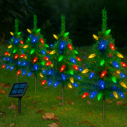 Weihnachtsbaum Solar LED Gartenbeleuchtung Außen Deko Set