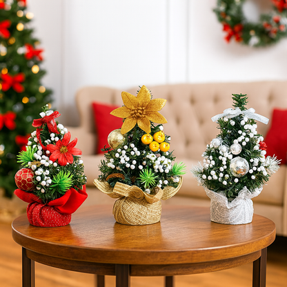 Weihnachtsbaum Tischdeko Mini Baumset Kunststoff Vintage Stil