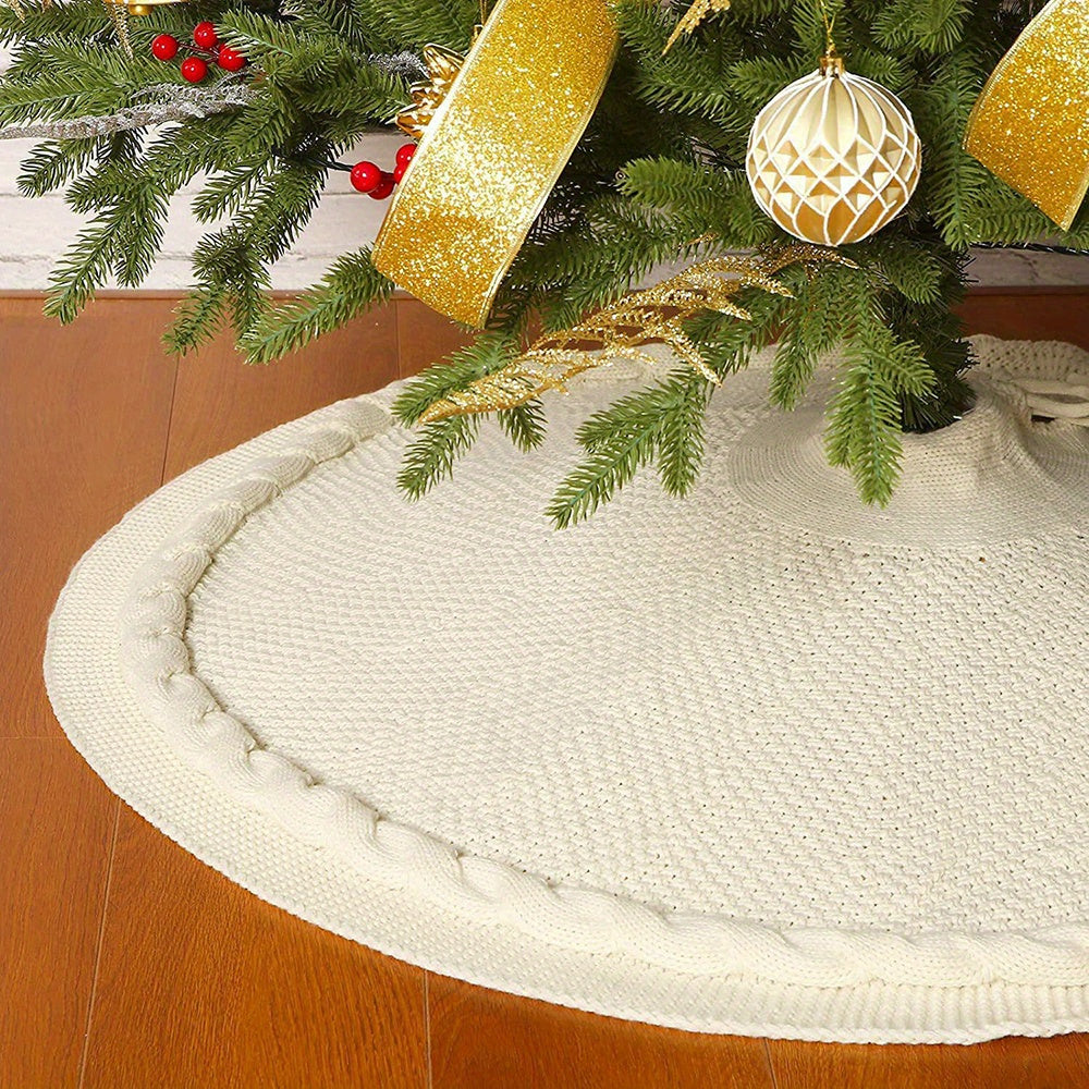 Weihnachtsbaumdecke Gestrickt Polyester Runde Weihnachtsdeko