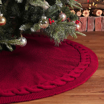 Weihnachtsbaumdecke Gestrickt Polyester Runde Weihnachtsdeko