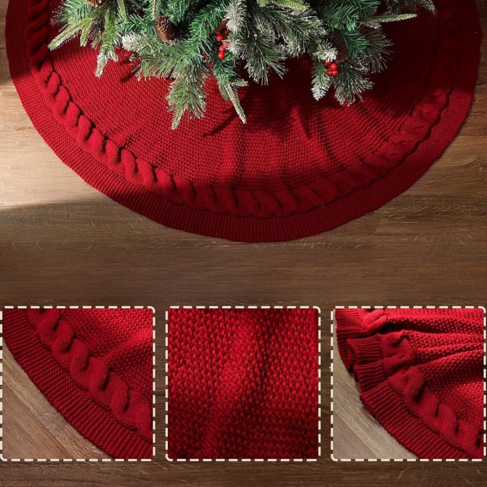Weihnachtsbaumdecke Gestrickt Polyester Runde Weihnachtsdeko
