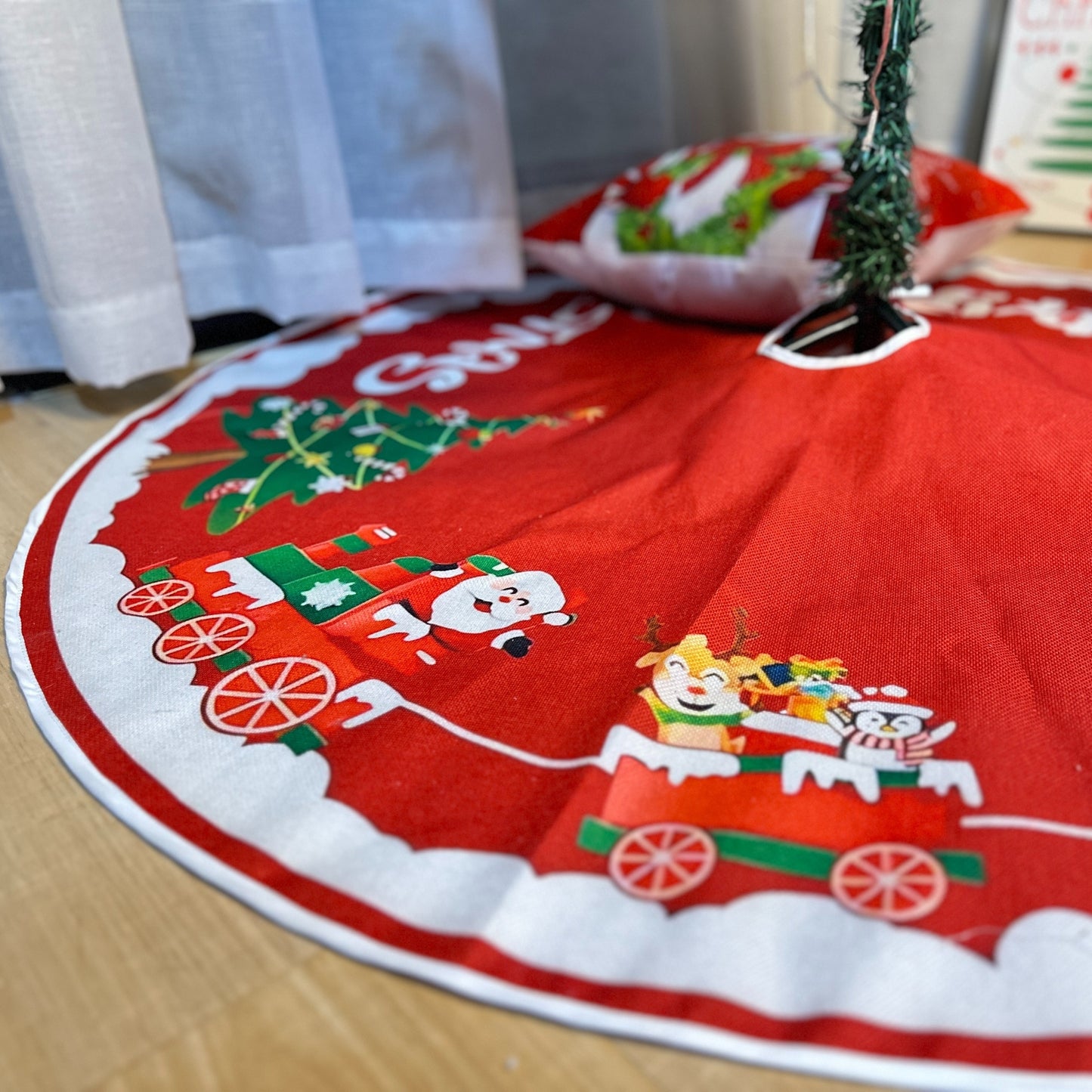 Weihnachtsbaumdecke Polyester Santa Motiv Festliche Weihnachtsdeko