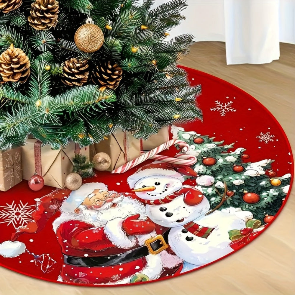 Weihnachtsbaumdecke Santa Motiv Polyester Rund Weihnachtsdeko