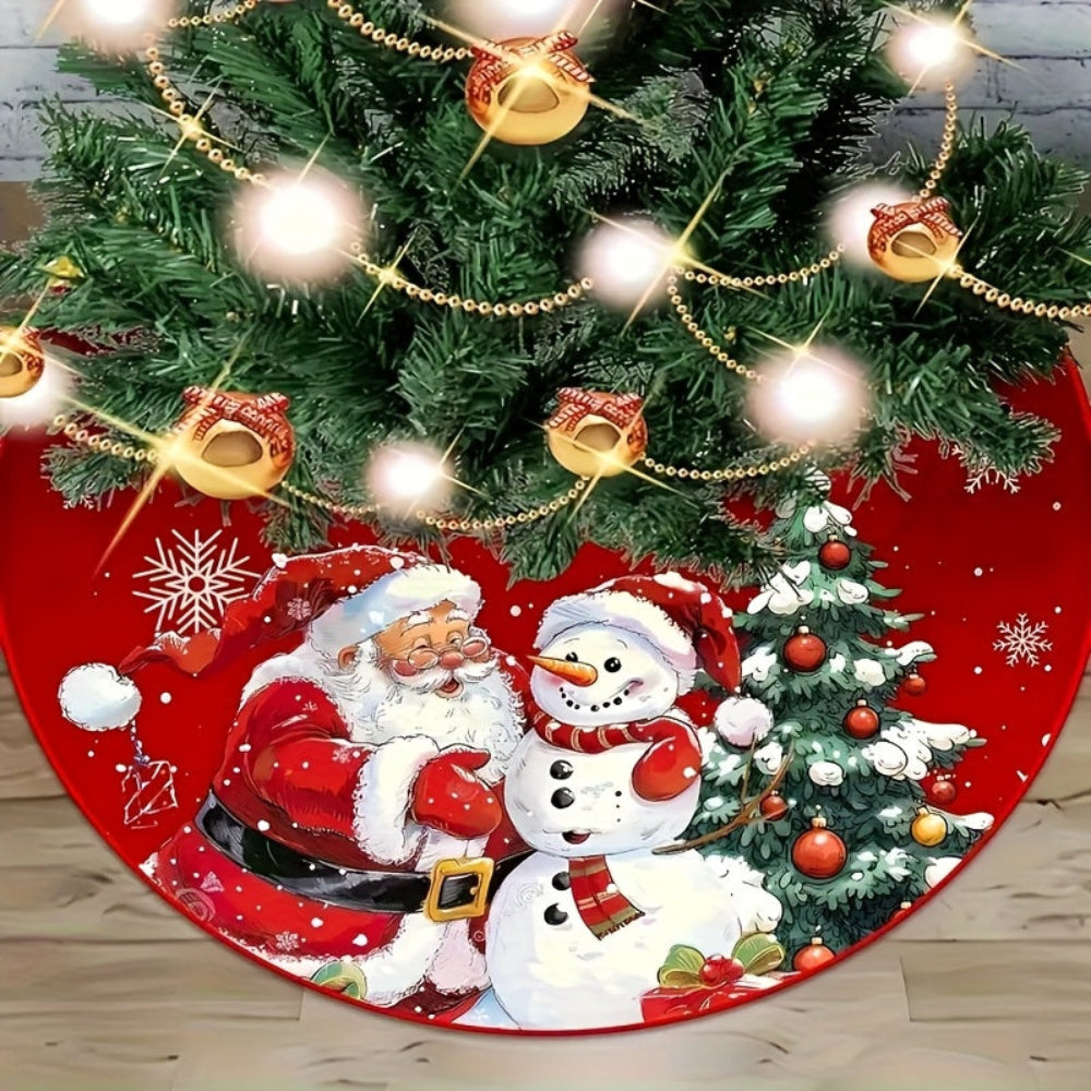 Weihnachtsbaumdecke Santa Motiv Polyester Rund Weihnachtsdeko