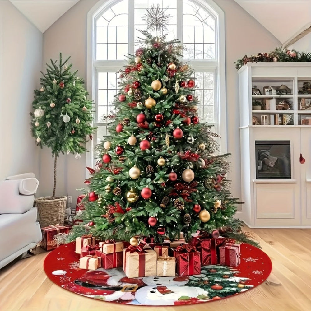 Weihnachtsbaumdecke Santa Motiv Polyester Rund Weihnachtsdeko