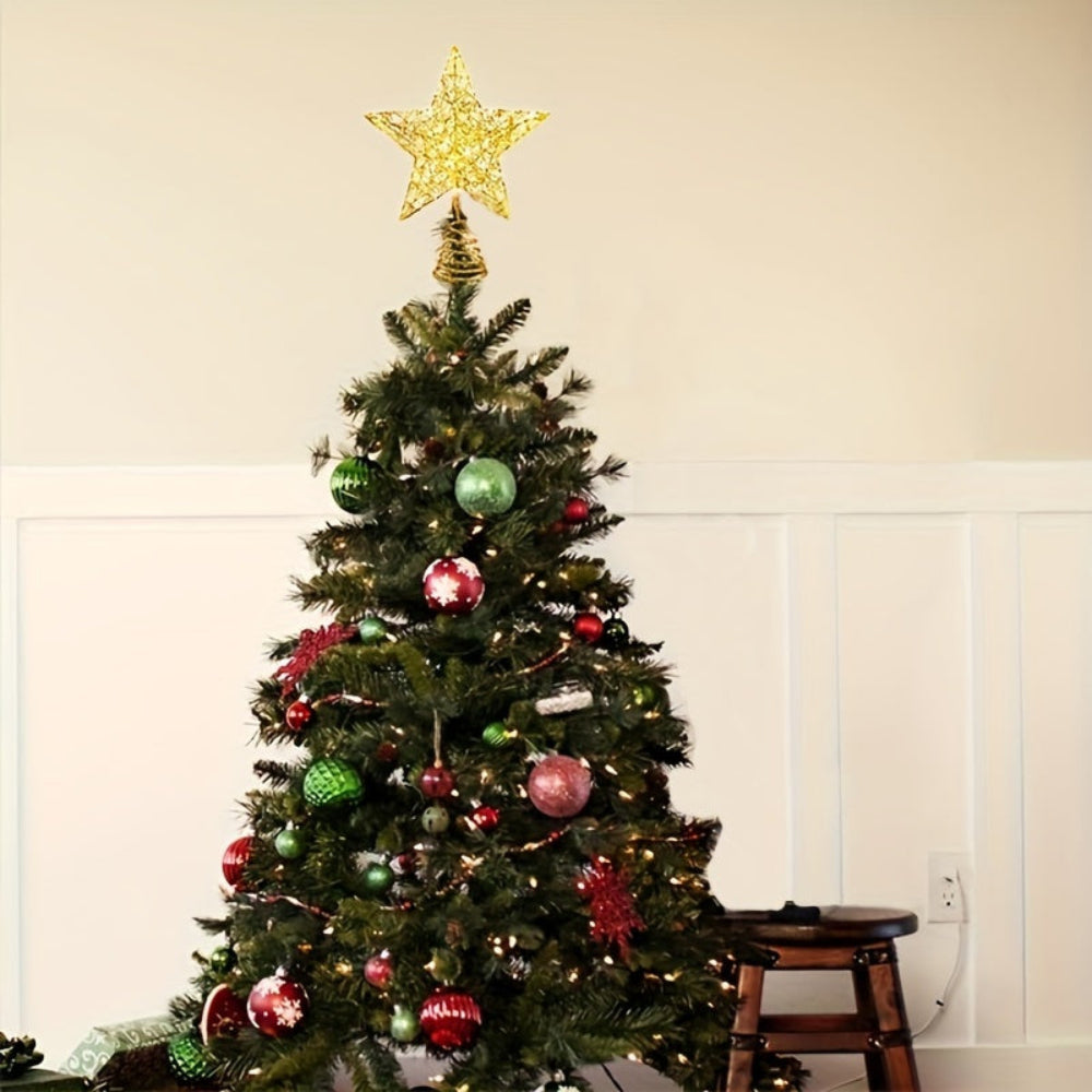 Christmas Tree Topper Star Metal LED Illuminated Festive Decoration