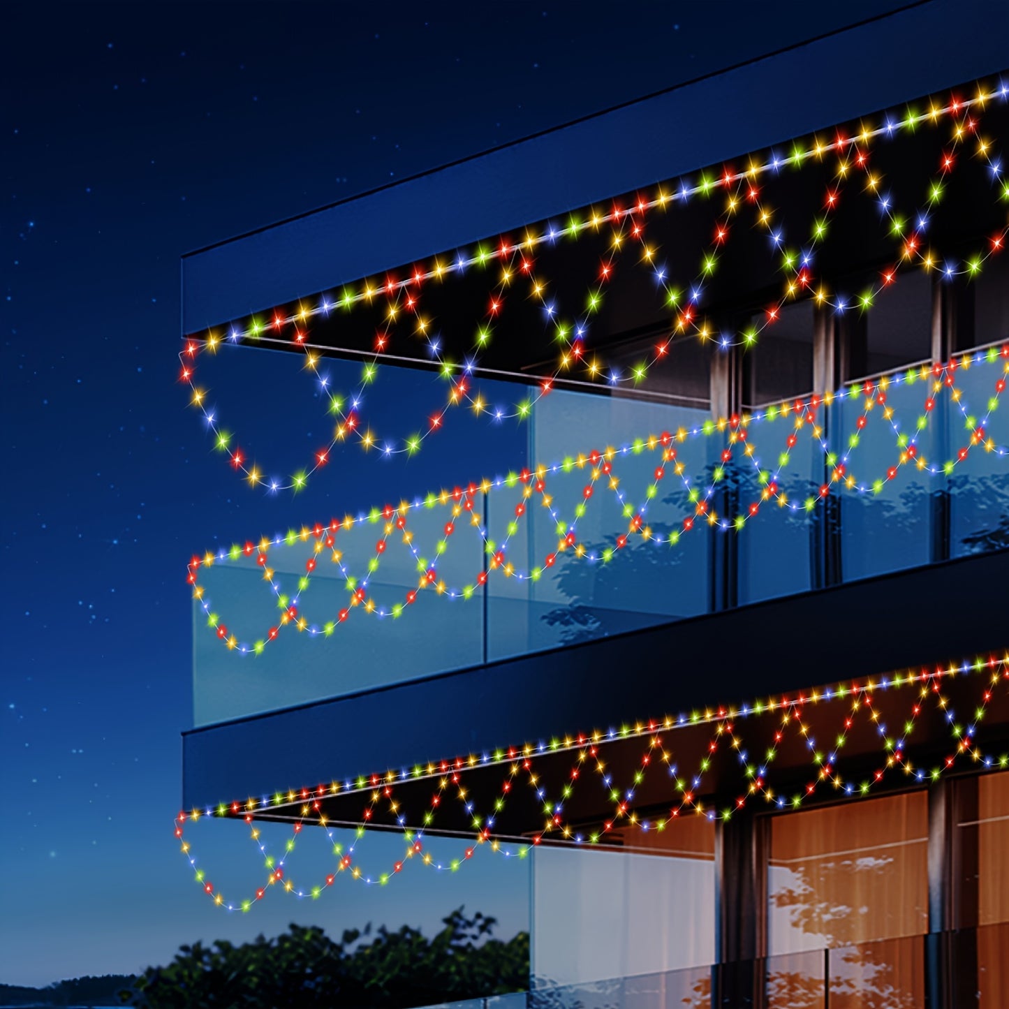 Weihnachtsbeleuchtung Außen LED Hänge Lichterkette Balkon Dekoration
