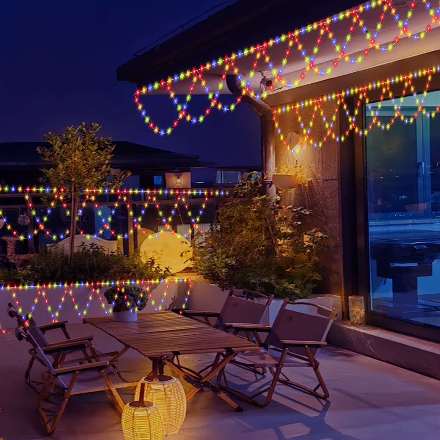 Weihnachtsbeleuchtung Außen LED Hänge Lichterkette Balkon Dekoration