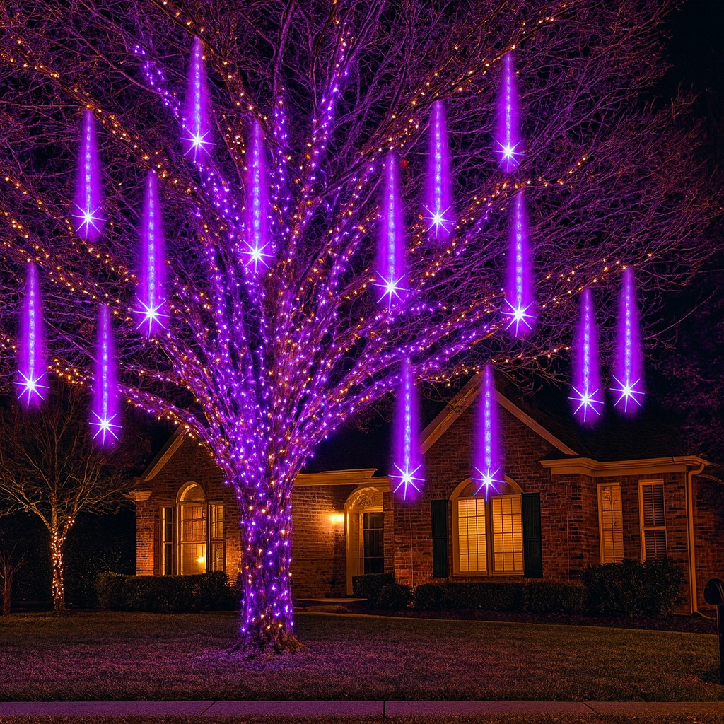 Weihnachtsbeleuchtung Außen LED Meteor Lichterkette Schnee Effekt