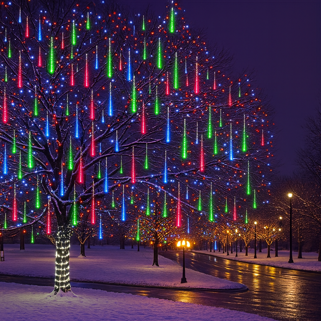Weihnachtsbeleuchtung Außen LED Meteor Lichterkette Schnee Effekt