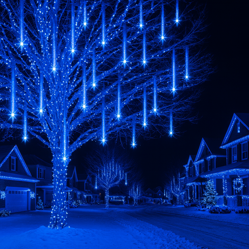 Weihnachtsbeleuchtung Außen LED Meteor Lichterkette Schnee Effekt