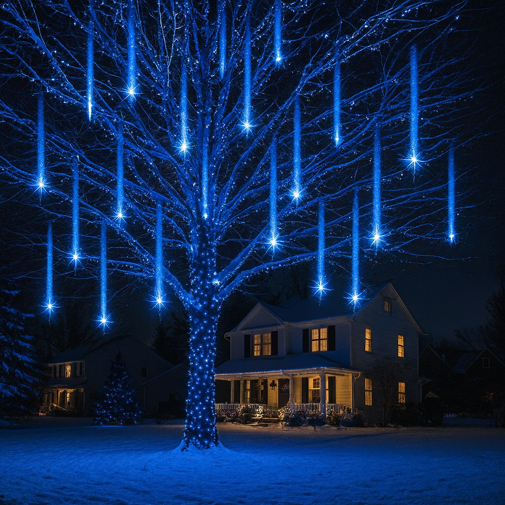 Weihnachtsbeleuchtung Außen LED Meteor Lichterkette Schnee Effekt