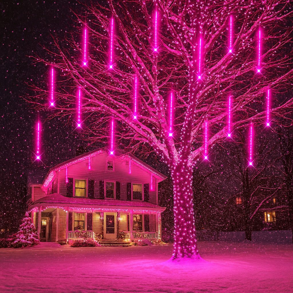 Weihnachtsbeleuchtung Außen LED Meteor Lichterkette Schnee Effekt