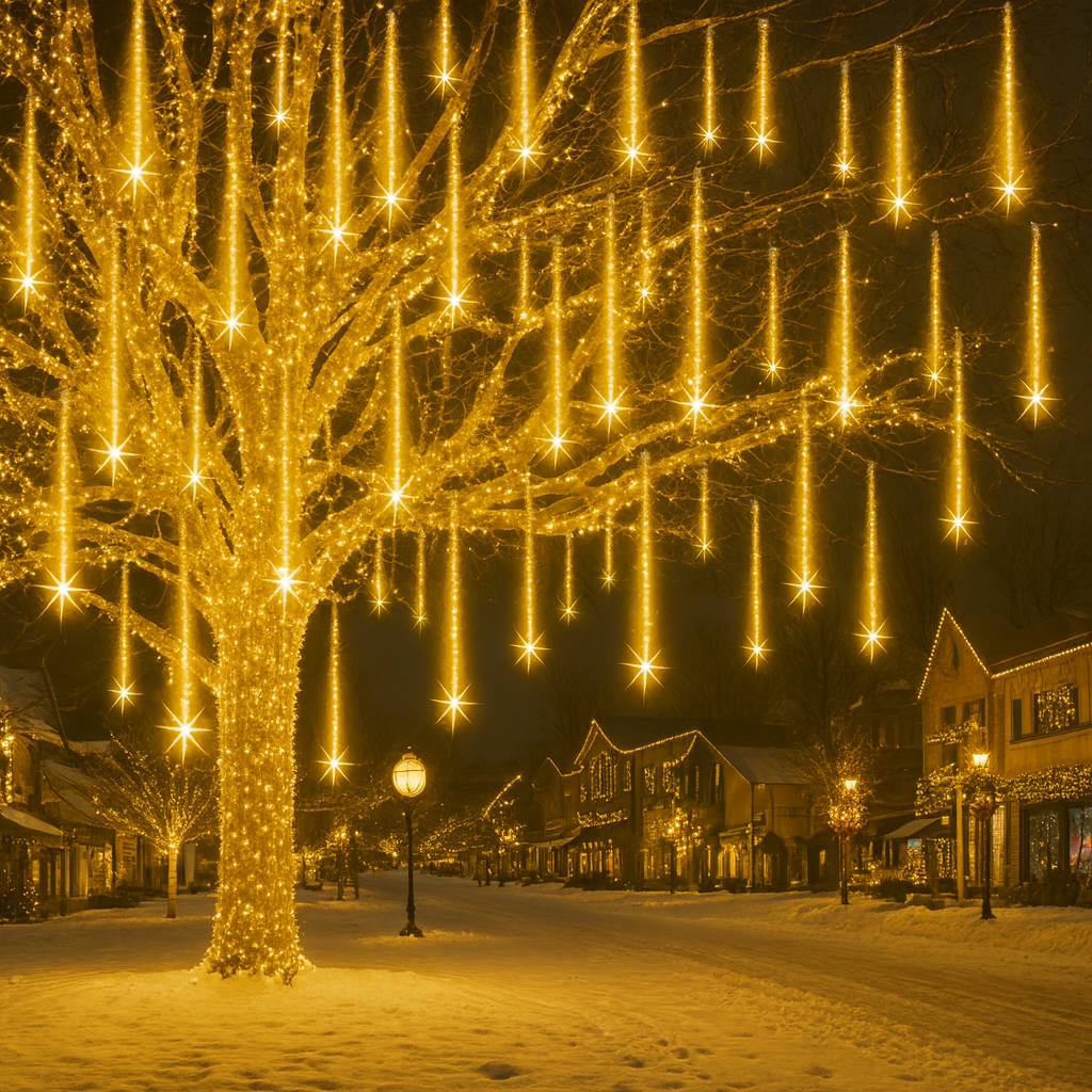 Weihnachtsbeleuchtung Außen LED Meteor Lichterkette Schnee Effekt