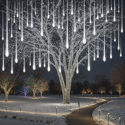 Weihnachtsbeleuchtung Außen LED Meteor Lichterkette Schnee Effekt