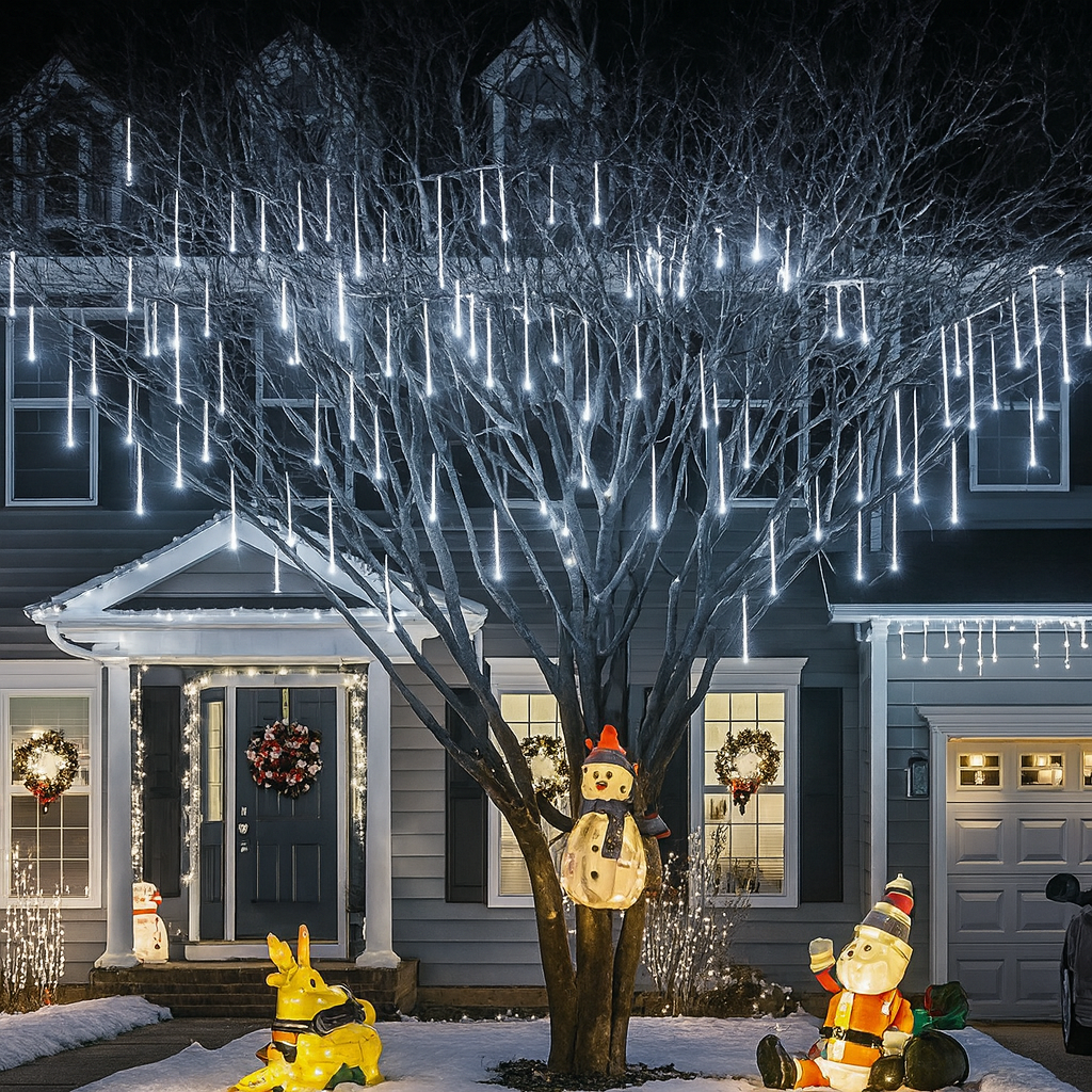 Weihnachtsbeleuchtung Außen LED Meteor Lichterkette Schnee Effekt