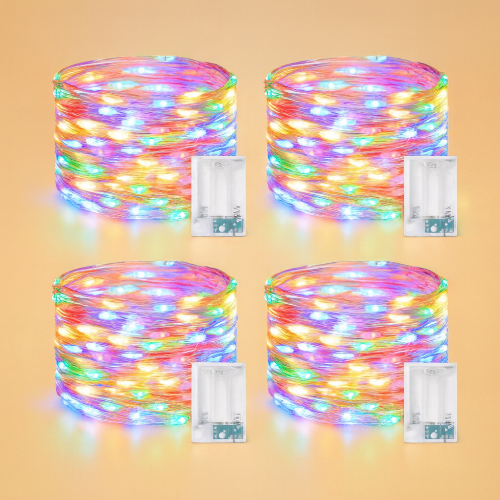 Weihnachtsbeleuchtung LED Kupferdraht Lichterkette Batteriebetrieben