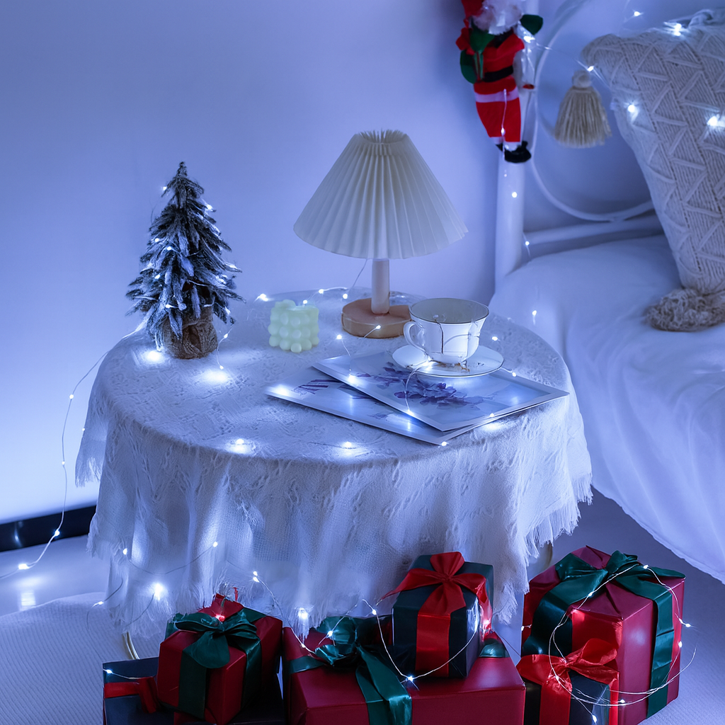 Weihnachtsbeleuchtung LED Kupferdraht Lichterkette Batteriebetrieben