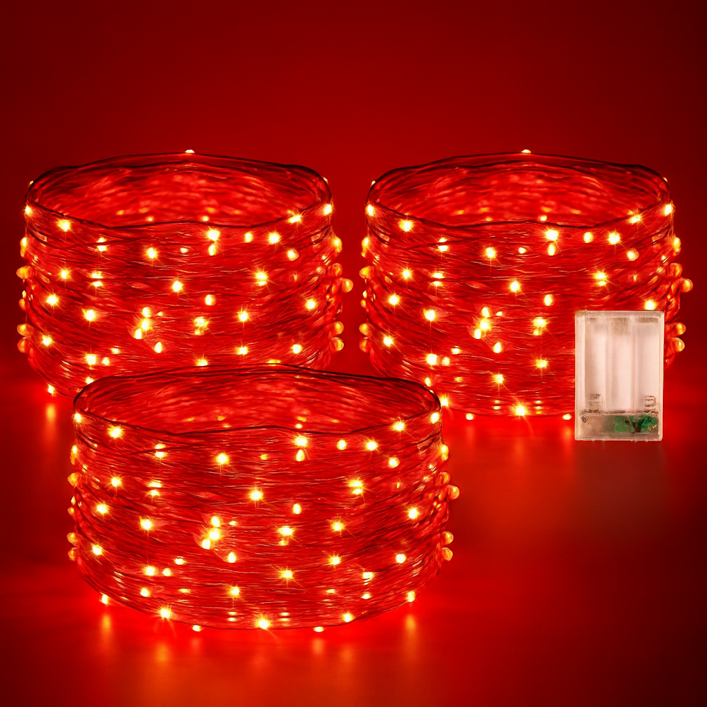 Weihnachtsbeleuchtung LED Kupferdraht Lichterkette Batteriebetrieben