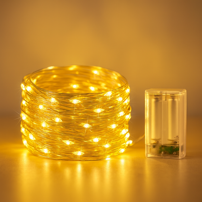 Weihnachtsbeleuchtung LED Kupferdraht Lichterkette Batteriebetrieben