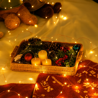 Weihnachtsbeleuchtung LED Kupferdraht Lichterkette Batteriebetrieben