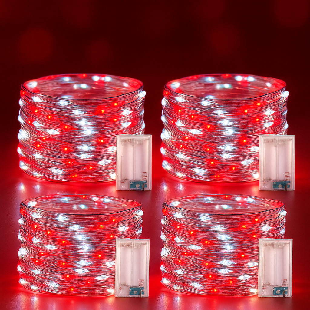 Weihnachtsbeleuchtung LED Kupferdraht Lichterkette Batteriebetrieben