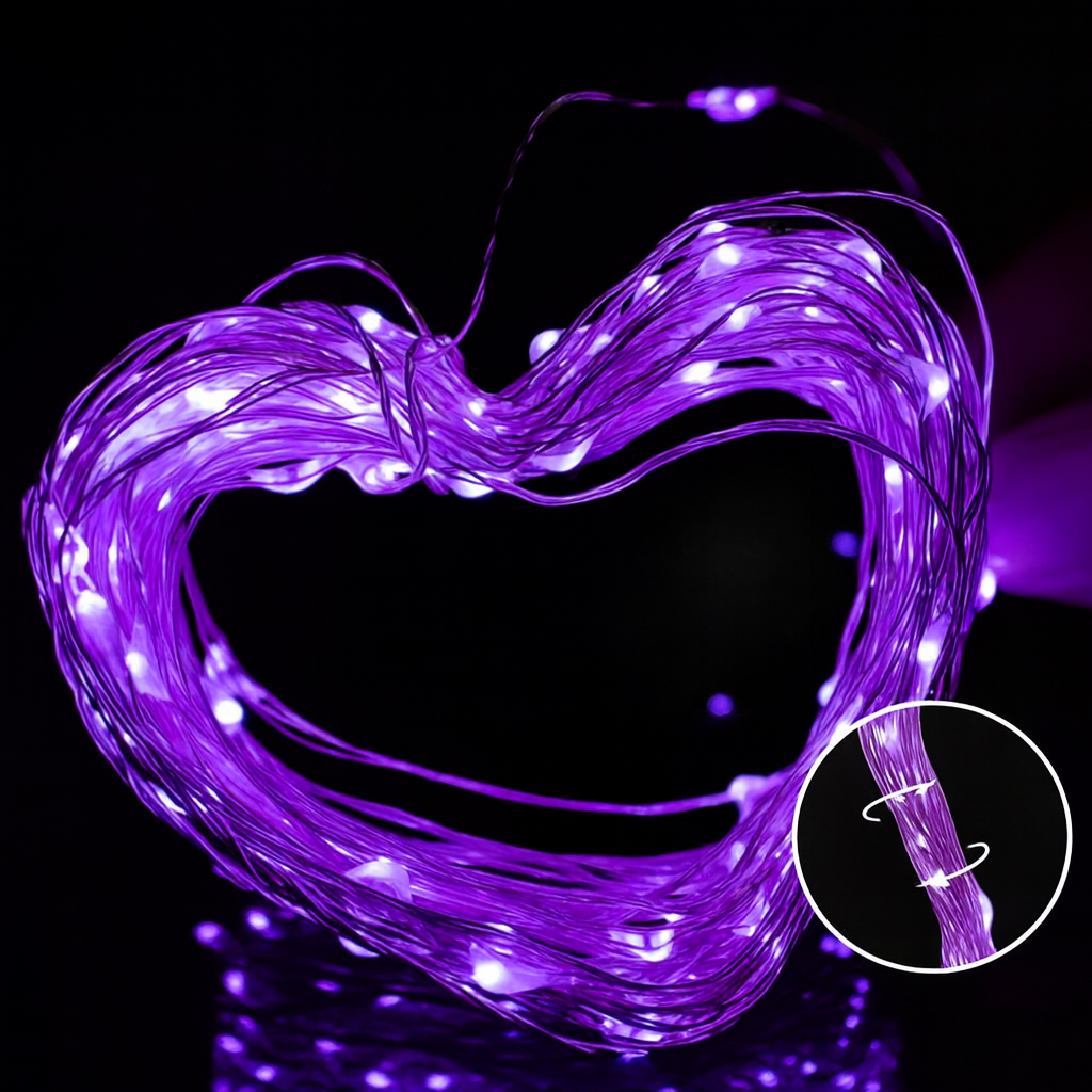 Weihnachtsbeleuchtung LED Kupferdraht Lichterkette Batteriebetrieben