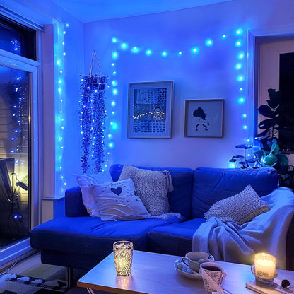 Weihnachtsbeleuchtung LED Kupferdraht Lichterkette Batteriebetrieben