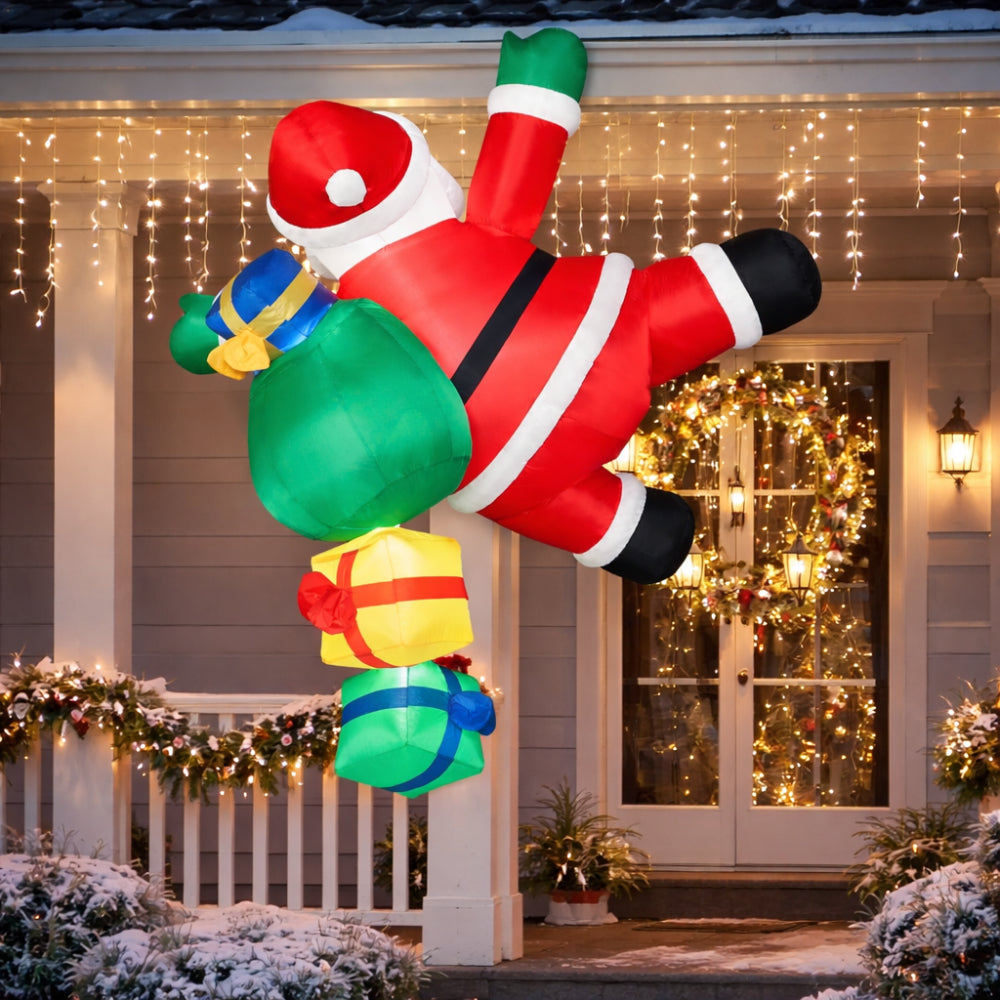 Inflatable Christmas Decoration Climbing Santa Claus LED Outdoor