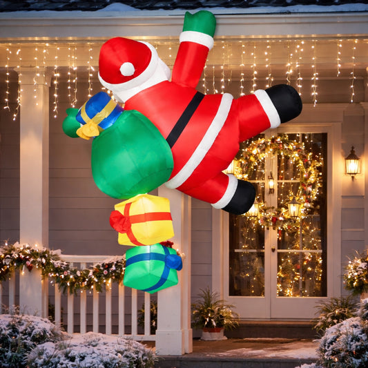 Inflatable Christmas Decoration Climbing Santa Claus LED Outdoor