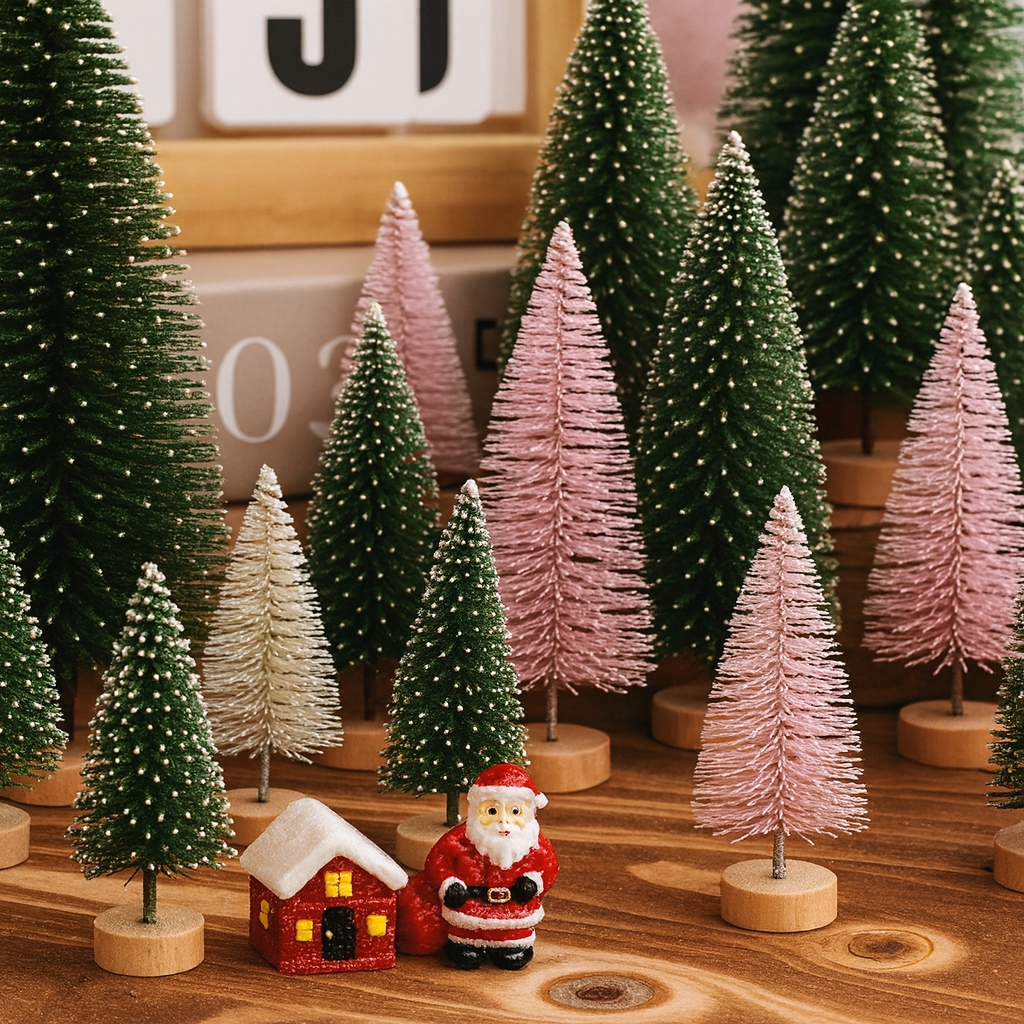 Weihnachtsdeko Mini Baumset Winterlandschaft Tischszene Deko