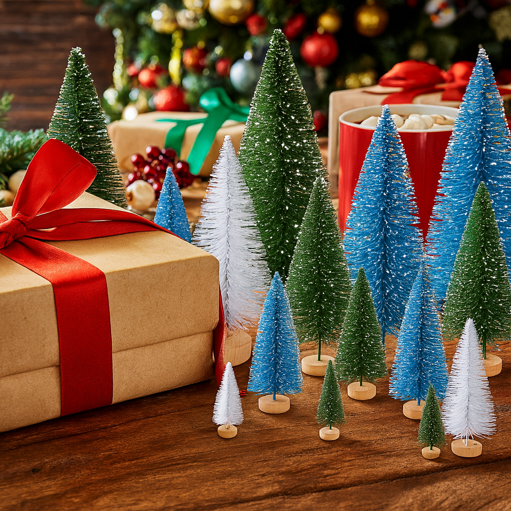 Weihnachtsdeko Mini Baumset Winterlandschaft Tischszene Deko