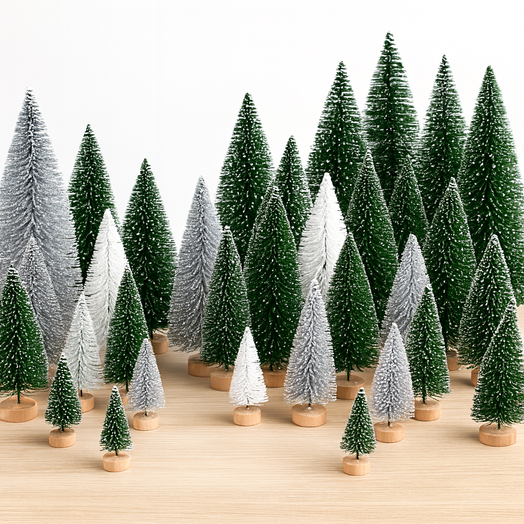 Weihnachtsdeko Mini Baumset Winterlandschaft Tischszene Deko