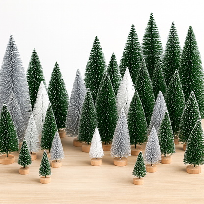 Weihnachtsdeko Mini Baumset Winterlandschaft Tischszene Deko