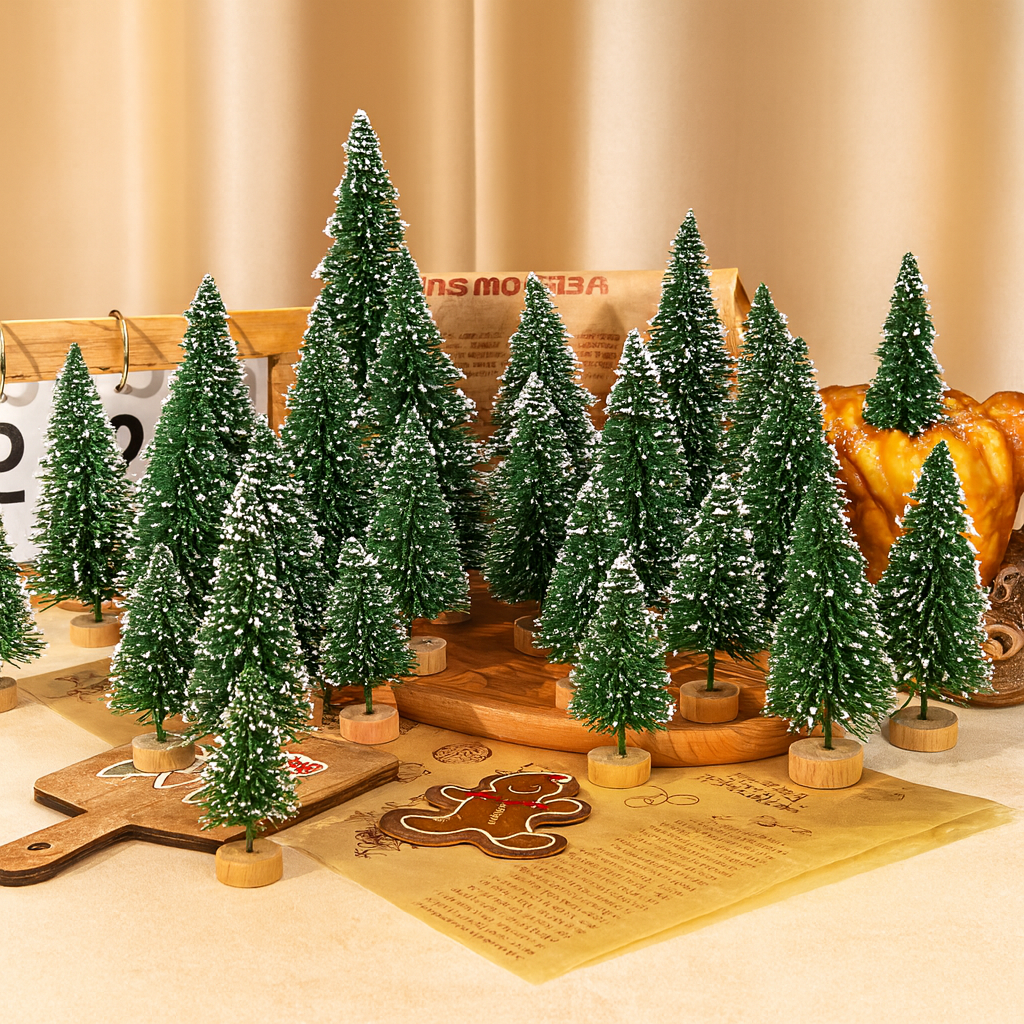 Weihnachtsdeko Mini Baumset Winterlandschaft Tischszene Deko