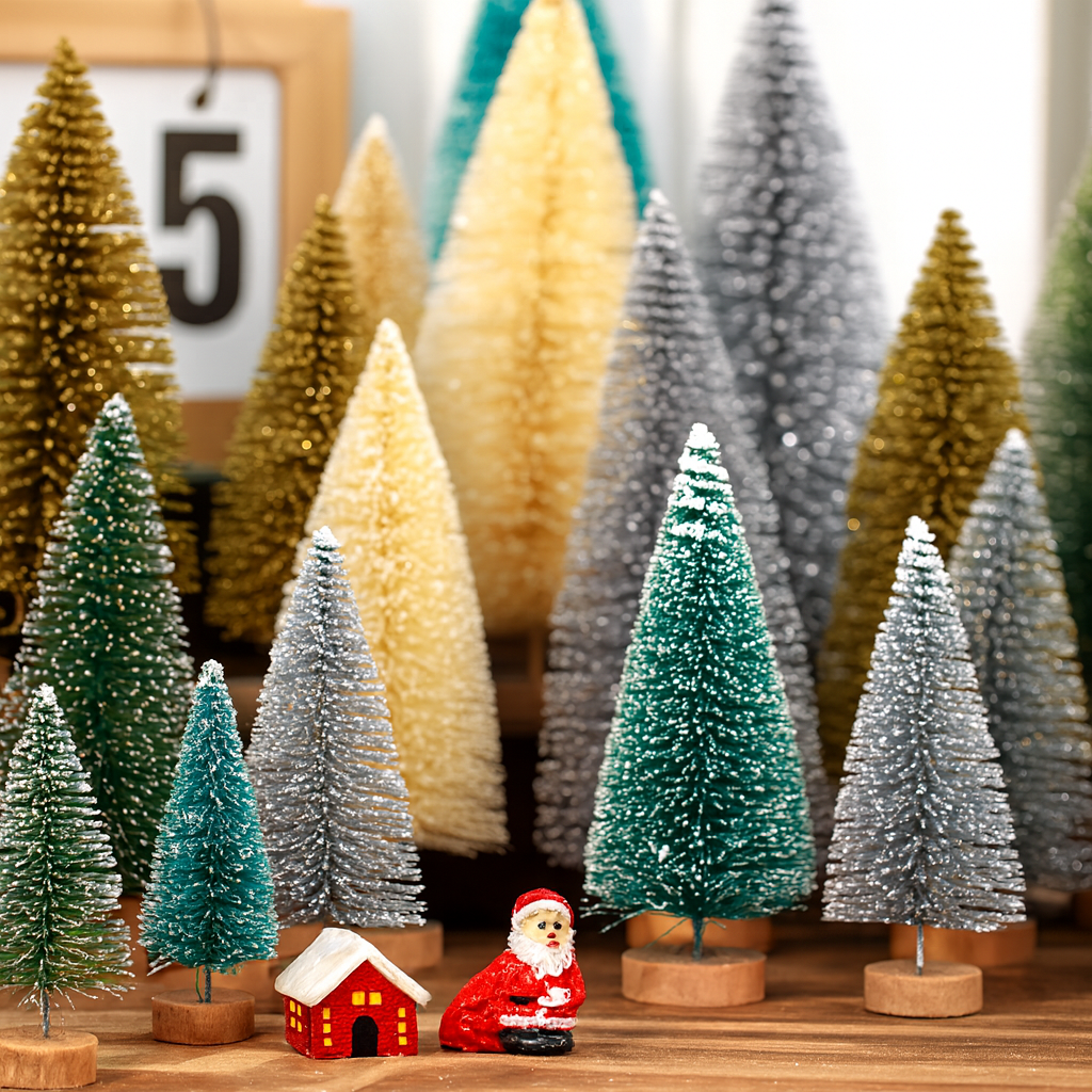 Weihnachtsdeko Mini Baumset Winterlandschaft Tischszene Deko